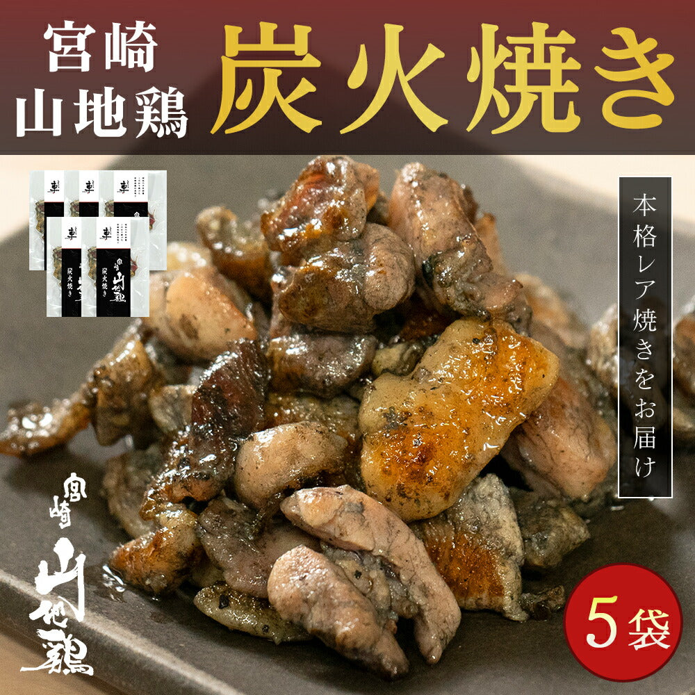 【送料無料】宮崎山地鶏 炭火焼き レア焼き【100g×5袋】【冷凍便】